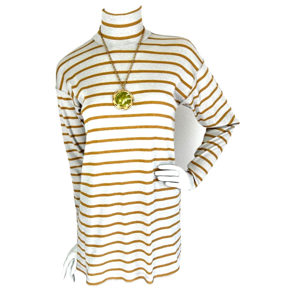 Anthropologie Vanessa Virginia Gold Metallic Stripe Tunic XS Fall Prep Coquette
